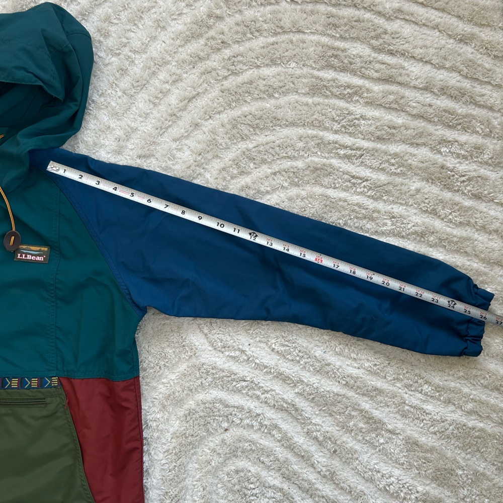 L.L. Bean Teal, Blue, Olive & Burgundy Colorblock Pullover Anorak - Picture 6 of 7